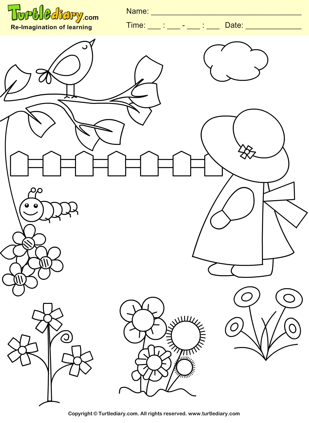 Spring Flower Coloring Sheet   Turtle Diary