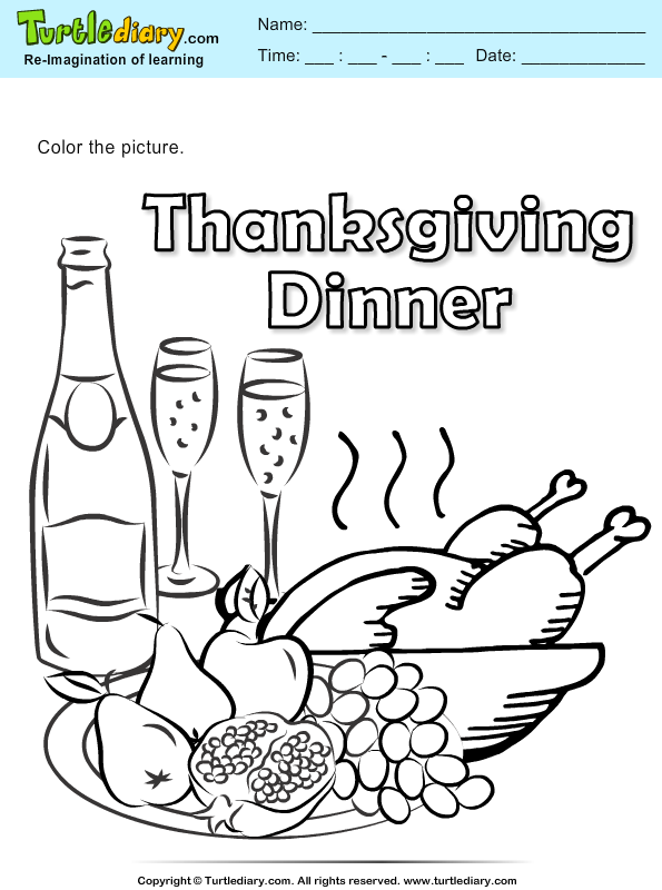Thanksgiving Dinner Coloring Sheet | Turtle Diary