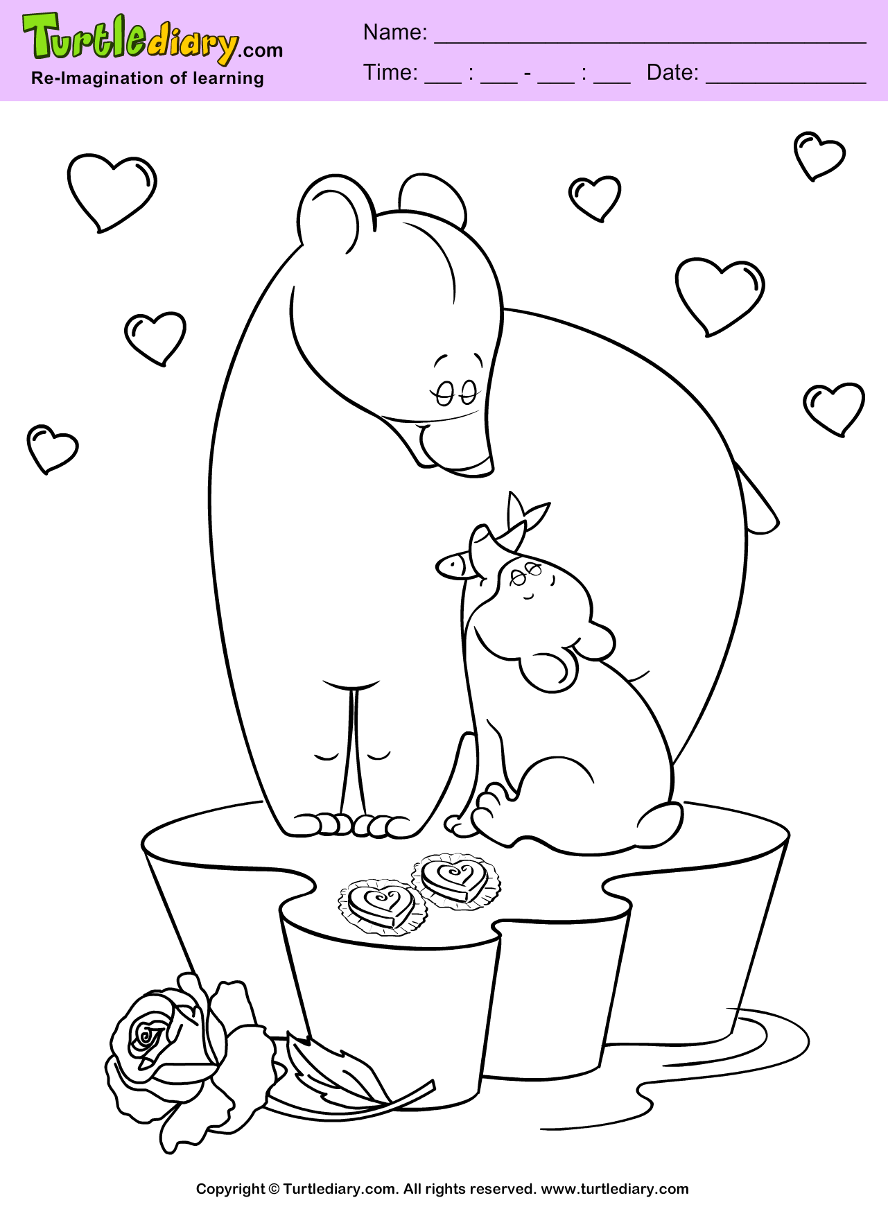 Bears Valentine Day Coloring Sheet | Turtle Diary