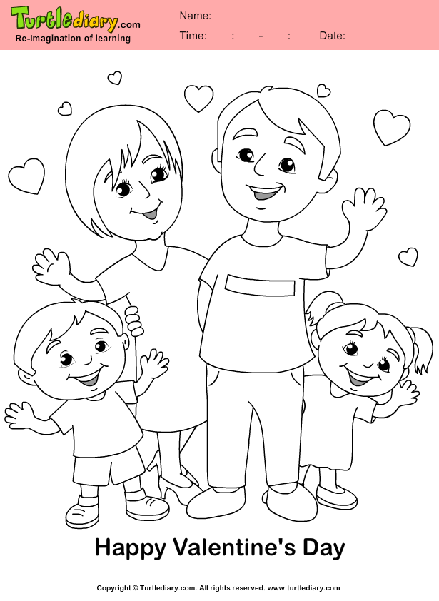 Family Valentine Coloring Page