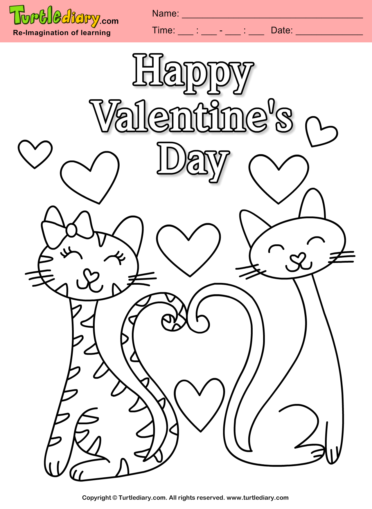 Happy Valentines Day Coloring Sheet   Turtle Diary