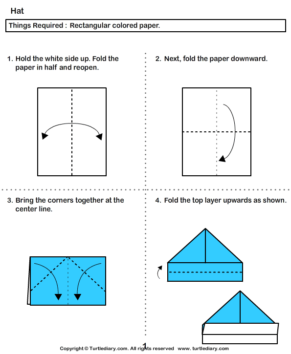 step by step origami hat