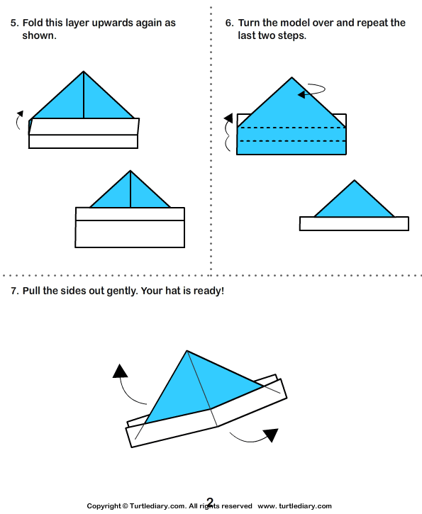 step by step origami hat