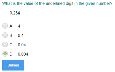 Decimal Place Values Part 2 Quiz - Turtle Diary