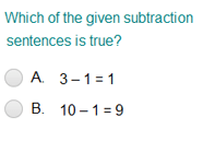 Subtraction Sentences - True/False