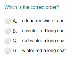 Identifying the Correct Adjective Order Part 2