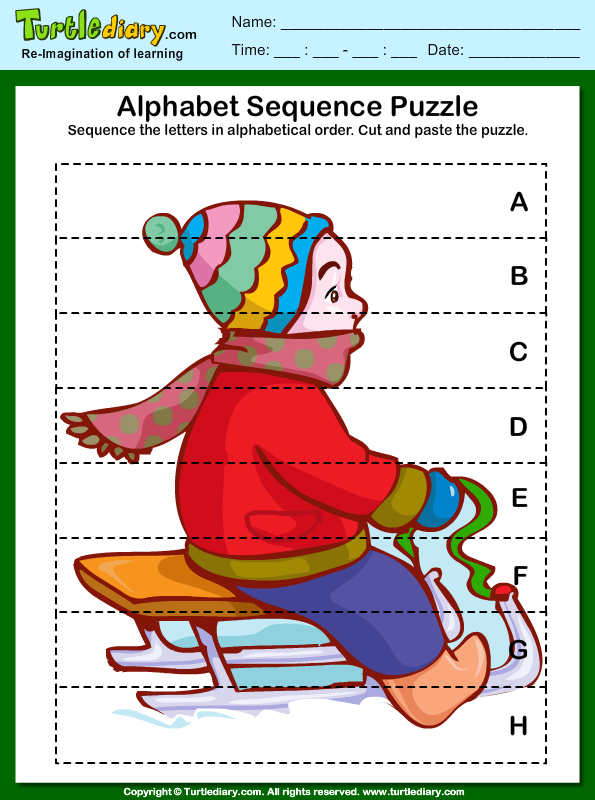 Alphabet Sequencing Puzzle Worksheet - Turtle Diary