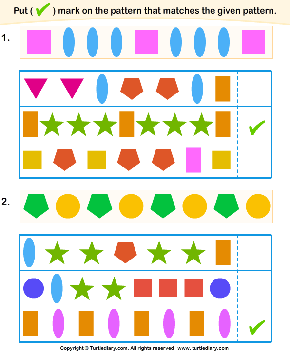 Choose the Correct Equivalent Pattern Worksheet - Turtle Diary