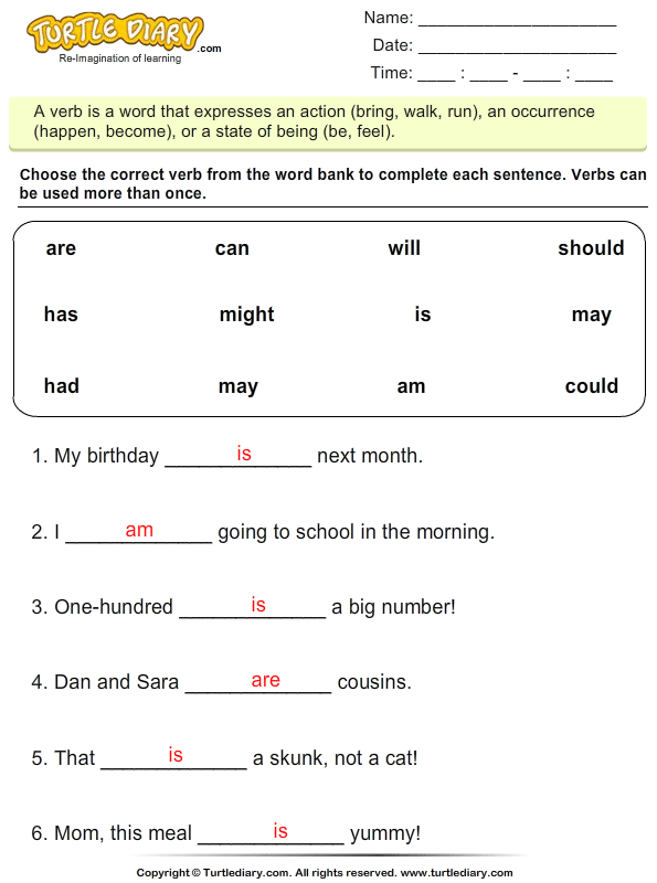 Correct verbs. Write the correct form of the verb to be:. Complete \Worksheet. Verb to be sentences. Write the correct form form of verb to be.