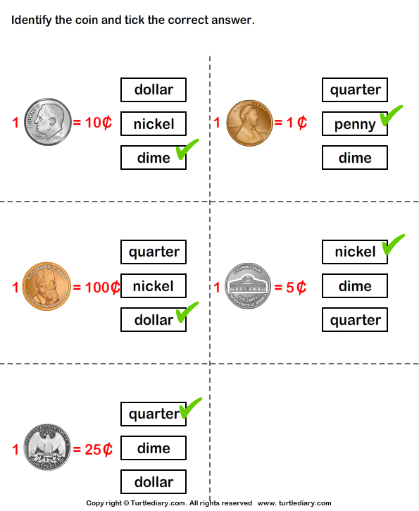 coins and their values worksheet turtle diary