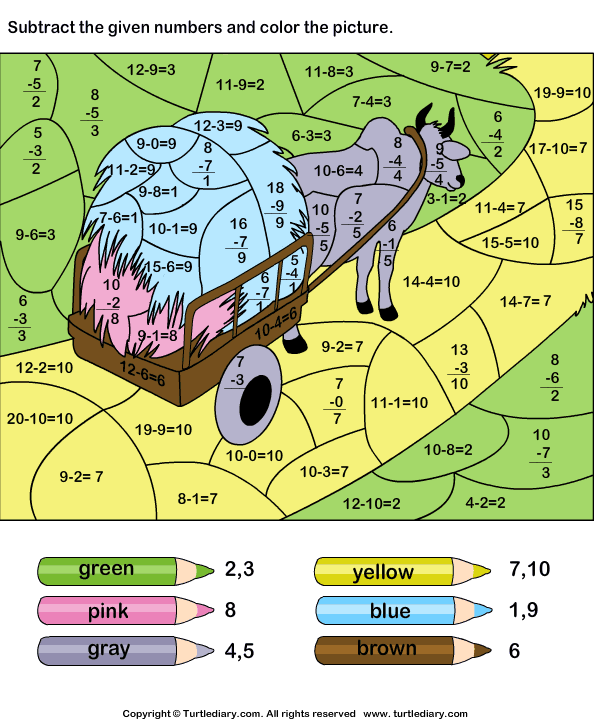 Color by Difference Worksheet - Turtle Diary