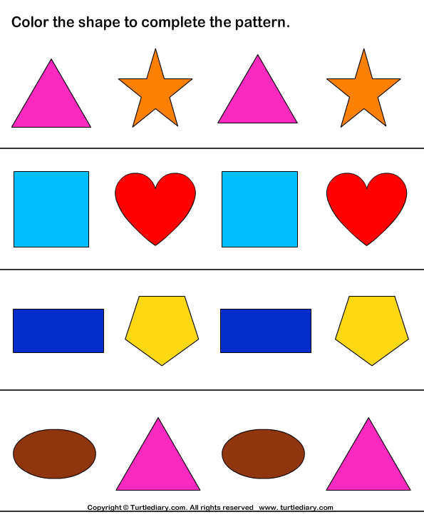 Color The Shapes Pattern Worksheet Turtle Diary Color The Shapes Pattern Worksheet Turtle Diary