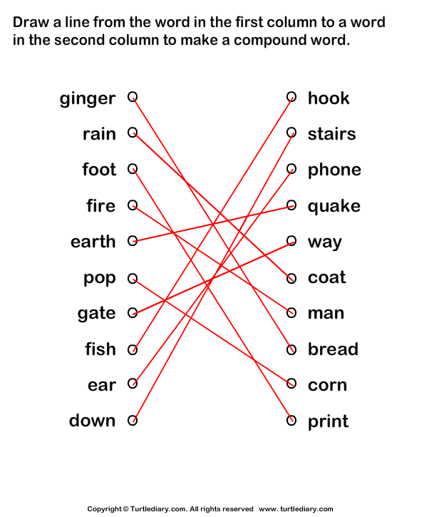 Combine the Words to Make Compound Word Worksheet Turtle Diary