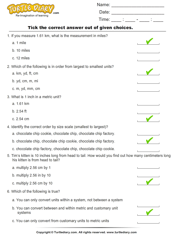 Conversion of Units of Length Worksheet - Turtle Diary