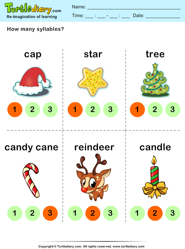 Counting Syllables Worksheet - Turtle Diary