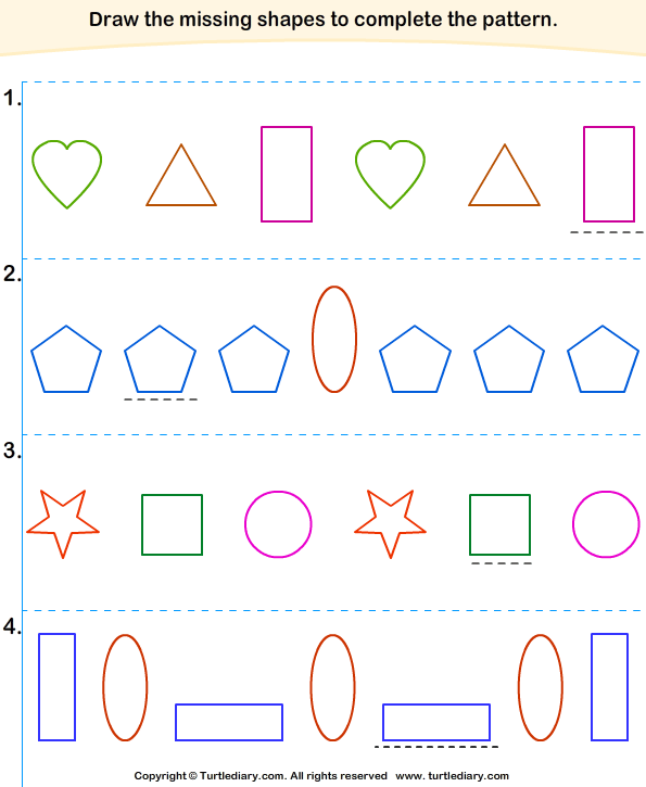 Find Pattern in each Sequence of Shapes Worksheet - Turtle Diary