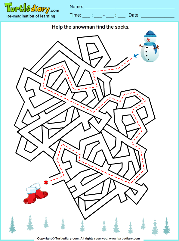 Find Stockings Maze Worksheet - Turtle Diary