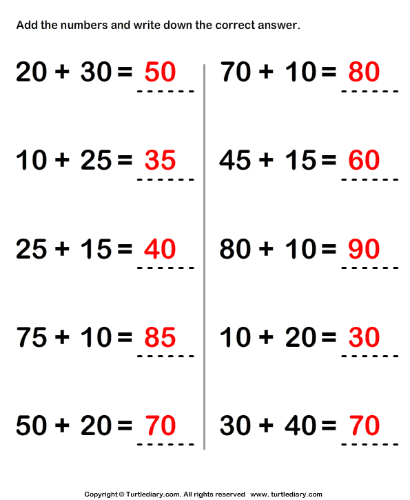 Find Sum of Two Two Digit Numbers using Regrouping Worksheet - Turtle Diary