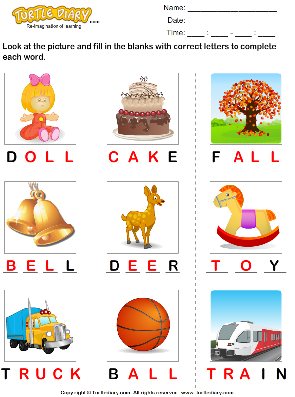 find the missing letters to complete the words worksheet