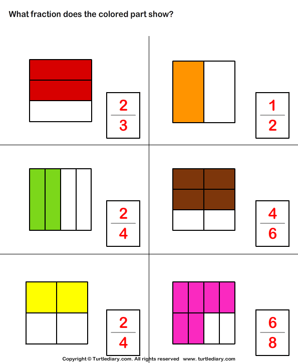 Fraction Corresponding to Shaded Part Worksheet - Turtle Diary