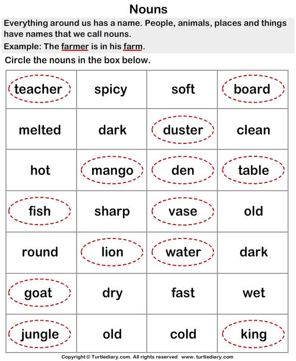 Identify Name Place Thing Animal Worksheet - Turtle Diary