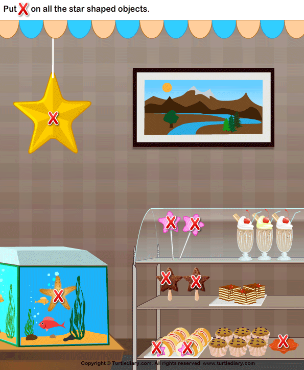 Identify Star Shaped Objects Worksheet - Turtle Diary