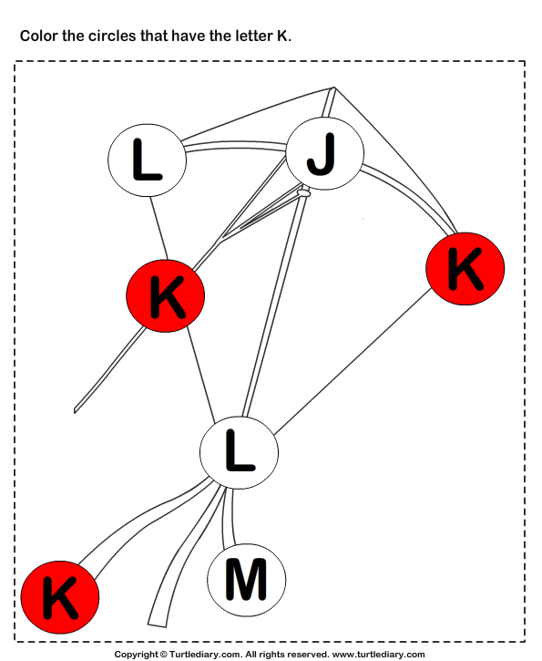 identifying letter k worksheet turtle diary