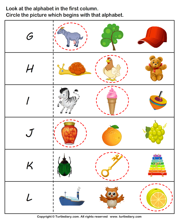 Letter Sounds G To L Worksheet Turtle Diary