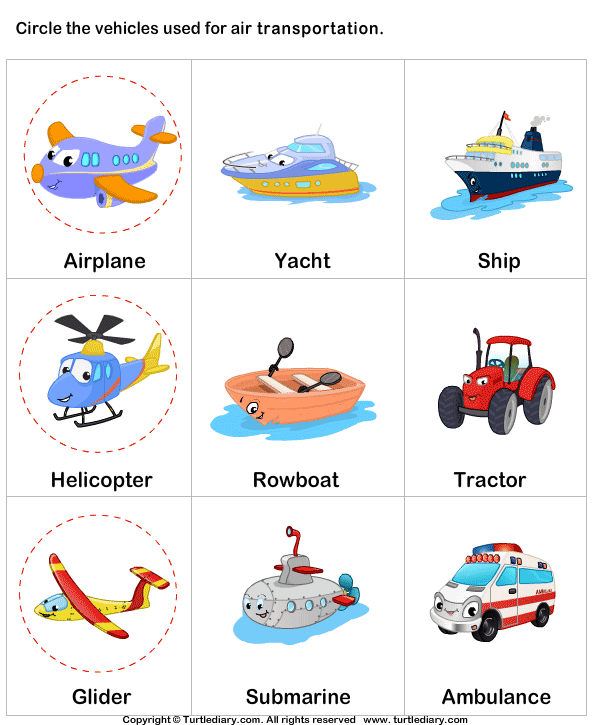 modes of transportation exercises