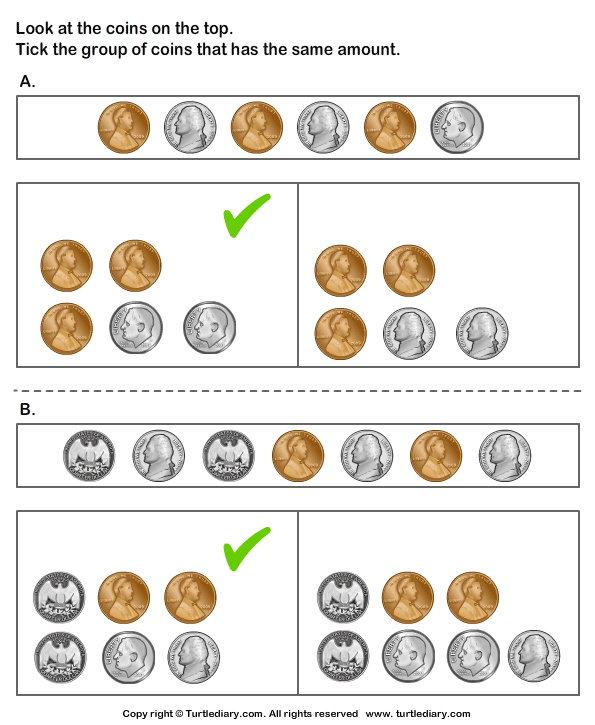 money combinations worksheet turtle diary