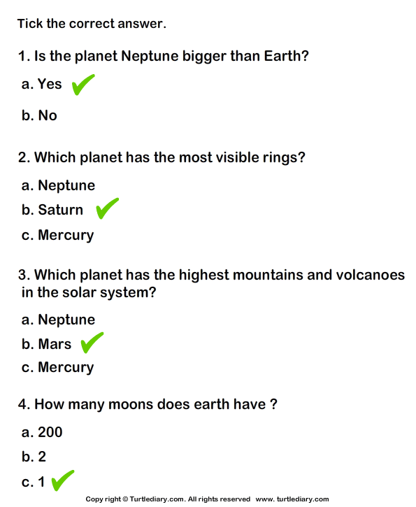 Our Solar System Worksheet - Turtle Diary