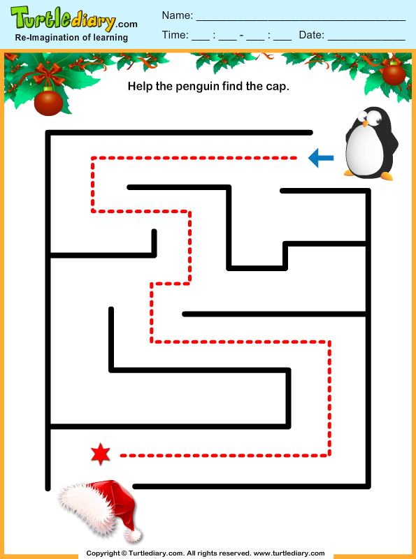patterns 1 math for grade worksheets Cap  Maze Penguin Diary Turtle  Worksheet