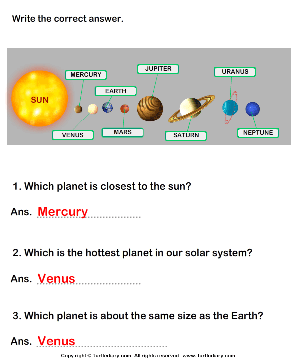Planets in our Solar System Worksheet - Turtle Diary