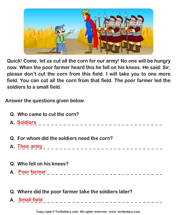 Read Prehension King And Farmer And Answer The