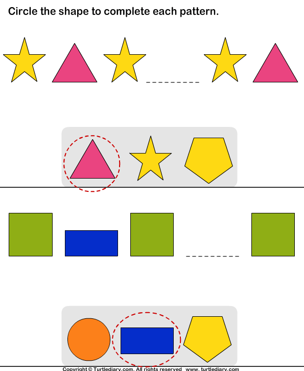 Recognize the Missing Shape Worksheet - Turtle Diary