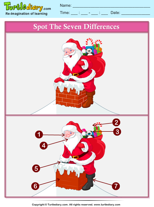 Spot the Difference Santa Worksheet - Turtle Diary