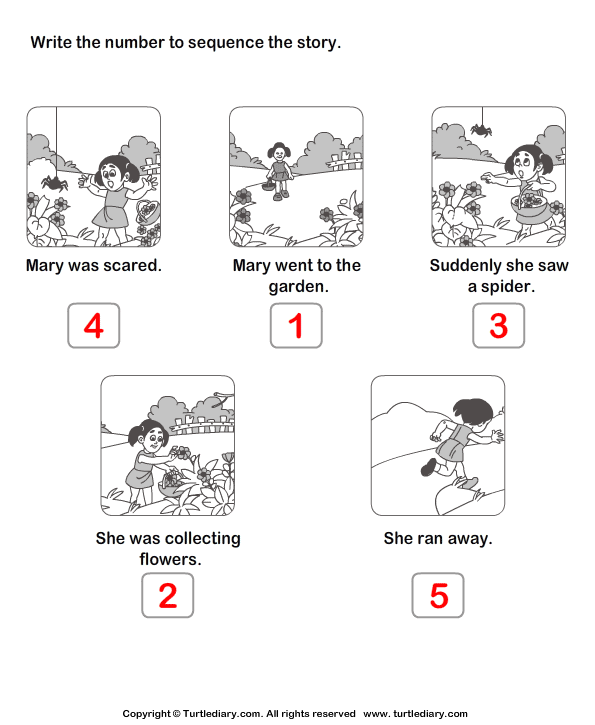 Story Sequencing Mary Went to the Garden Worksheet Turtle Diary
