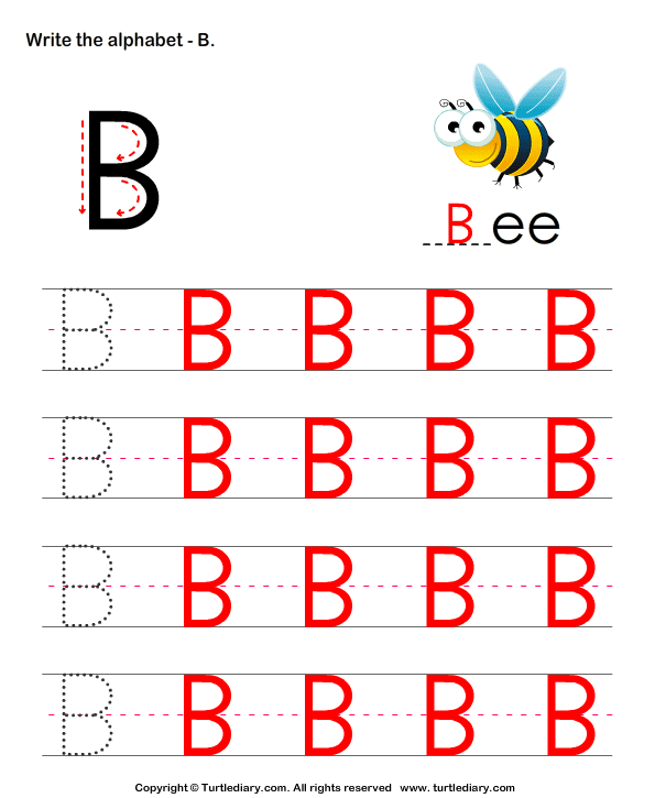 Uppercase Alphabet Writing Practice B Worksheet - Turtle Diary