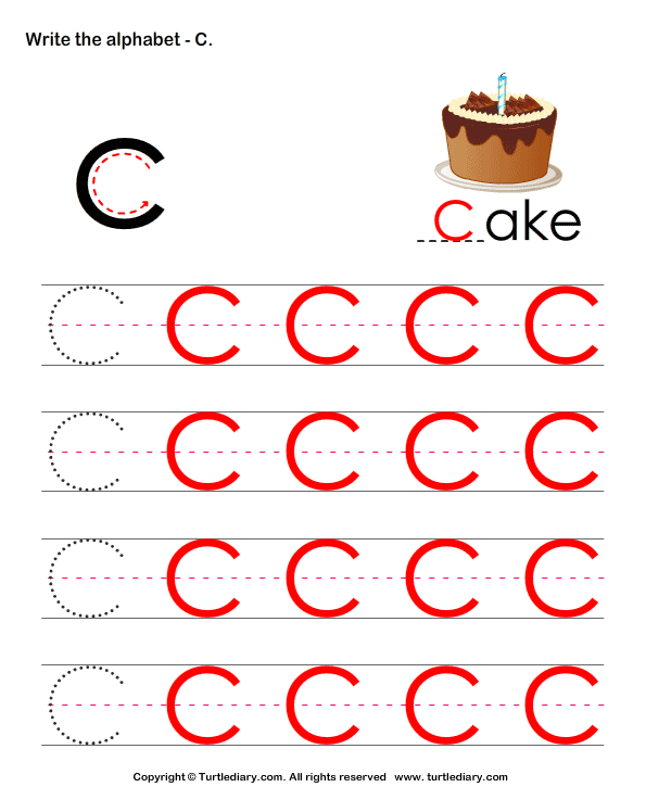 Uppercase Alphabet Writing Practice C Worksheet - Turtle Diary