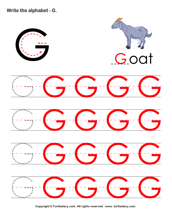 Uppercase Alphabet Writing Practice G Worksheet - Turtle Diary