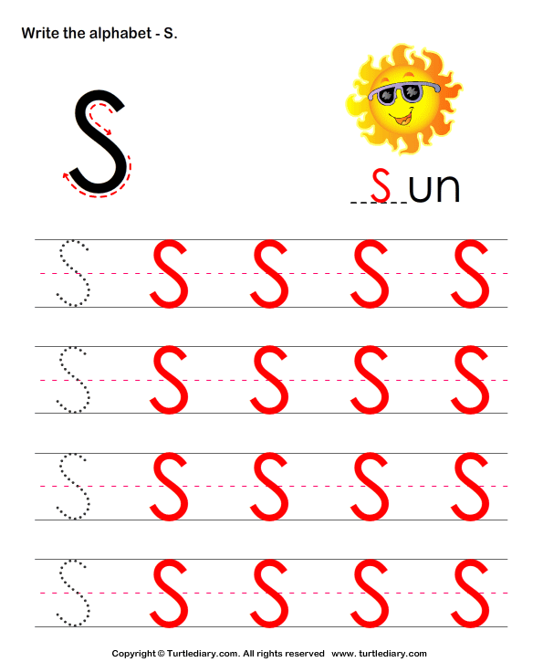 Uppercase Alphabet Writing Practice S Worksheet - Turtle Diary