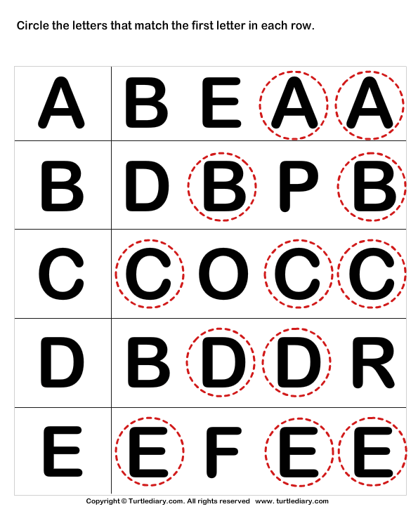 uppercase letter recognition a b c d e worksheet turtle