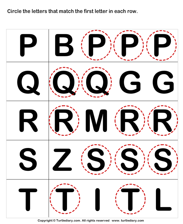 uppercase letter recognition p q r s t worksheet turtle diary