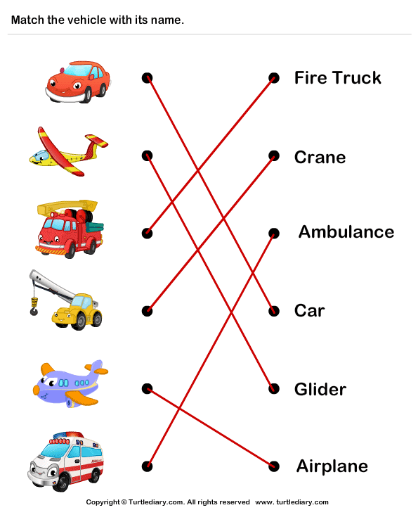 Vehicle Names Worksheet Turtle Diary