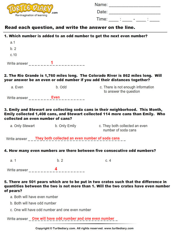 word problems on identifying even numbers worksheet