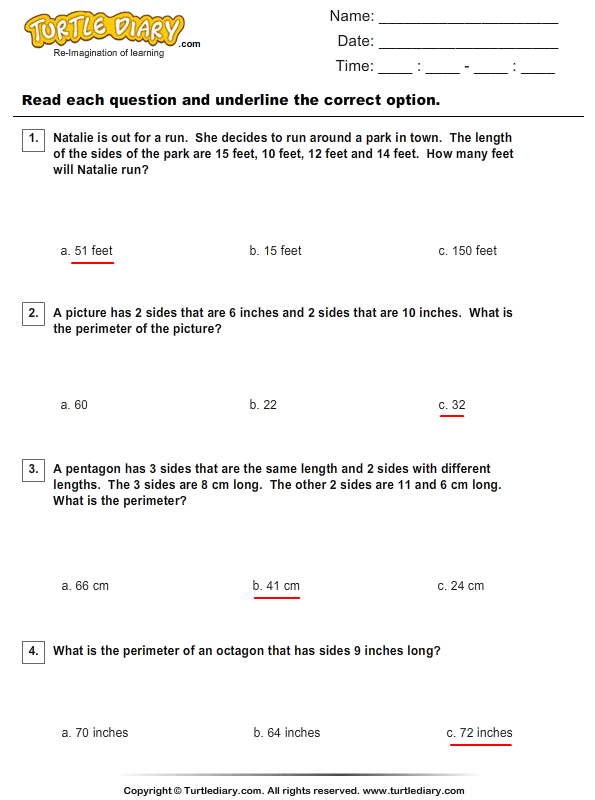 Perimeter Word Problems Worksheet