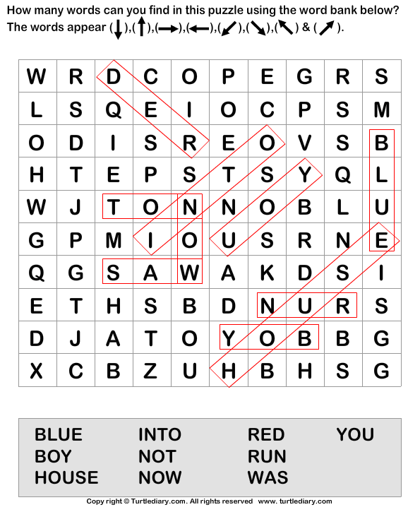 Word Seach Puzzles Worksheet - Turtle Diary