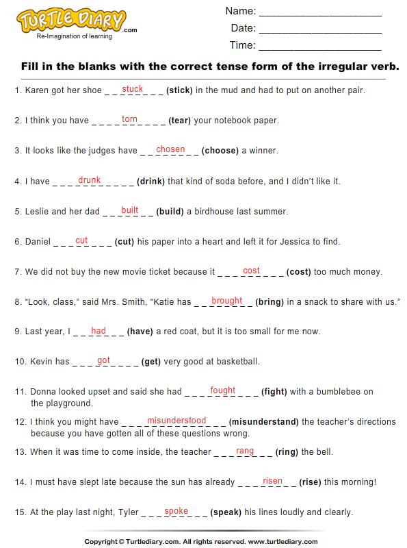 write-correct-tense-form-of-irregular-verb-in-each-sentence-worksheet