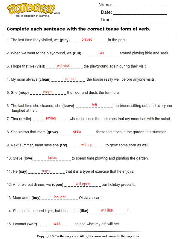 Choose the correct verb for each sentence