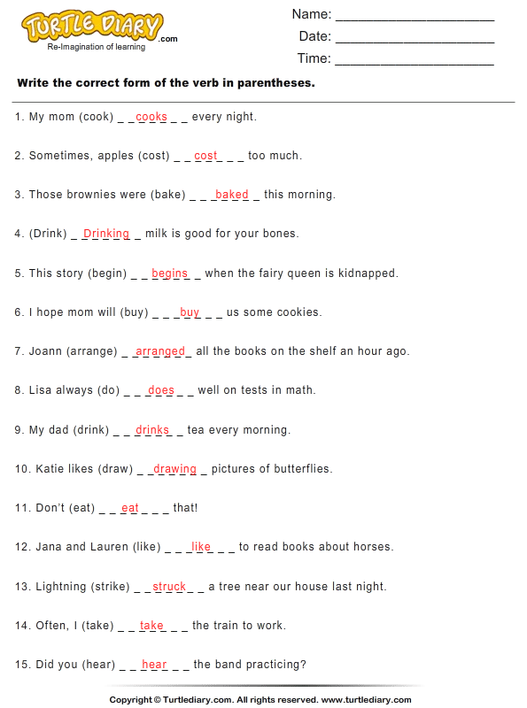 What Is The Correct Form Of The Verb